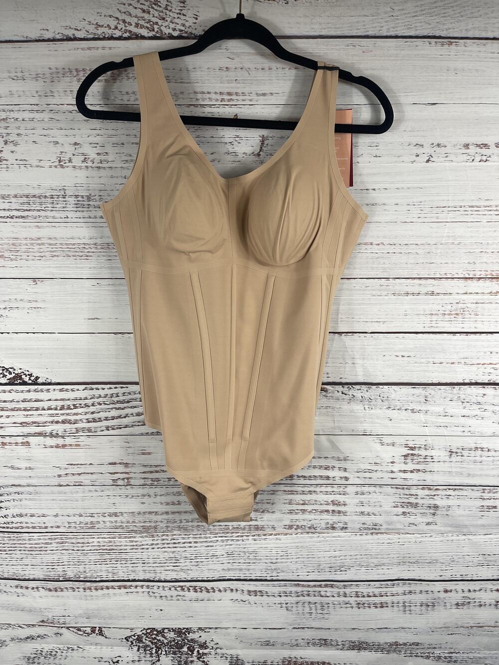 Honeylove Bodysuit Women's XL Beige Boldness Shapewear Contouring Underwire-Free